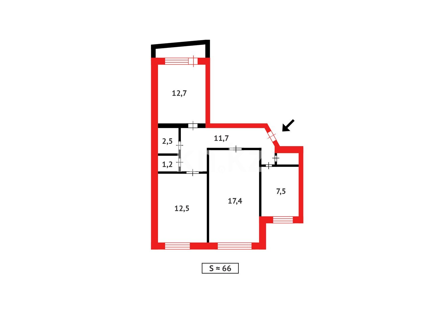 Продажа 2-комнатной квартиры, 65 м² в Темиртау - фото 13