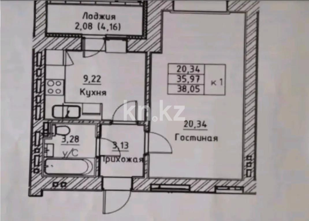 Продажа 1-комнатной квартиры, 37.65 м², ул. Ахмедьярова, дом  2/2 стр - Продажа квартир в Астане фото 1 из 1