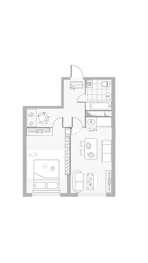 Продажа 1-комнатной квартиры, 47.13 м², ул. Момышулы, дом  100 стр - Продажа  однокомнатных квартир в новостройках Алматы с фото фото 1 из 1