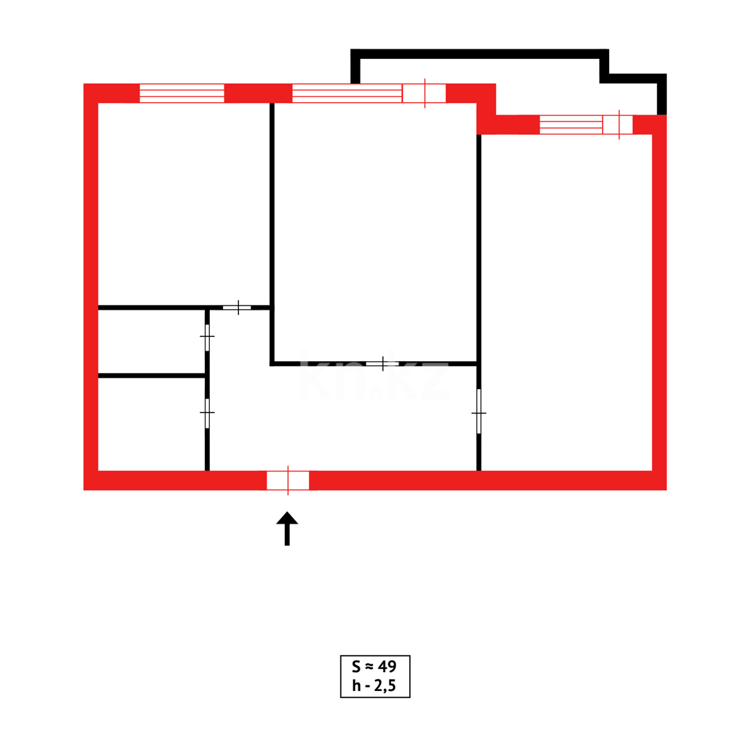 Продажа 2-комнатной квартиры, 49 м², ул. Гапеева - Продажа  двухкомнатных квартир в Караганде фото 11 из 11