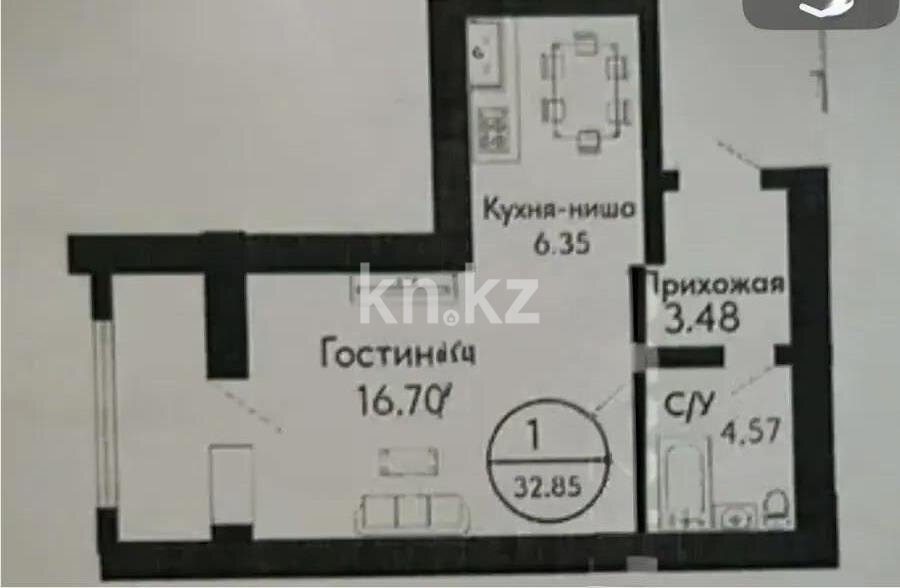 Продажа 1-комнатной квартиры, 32.8 м² в Астане