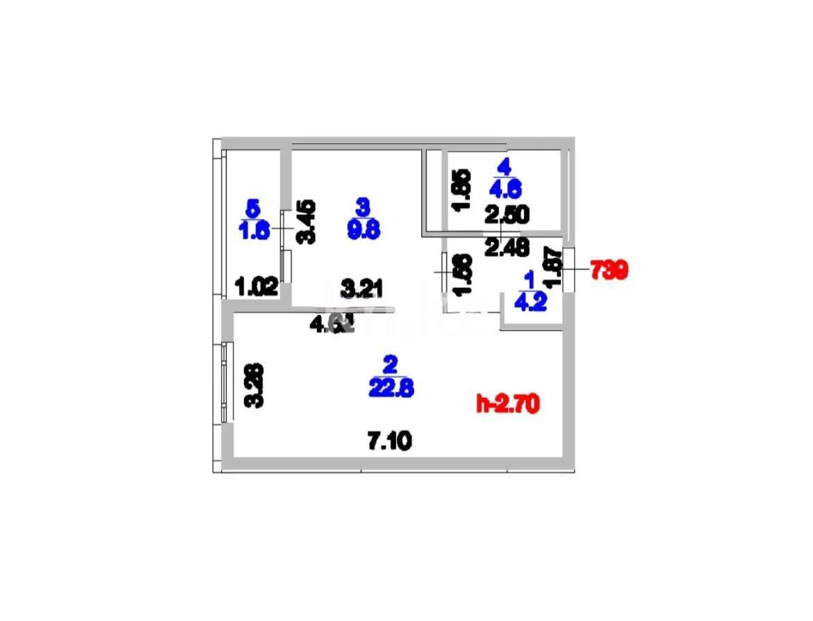 Продажа 1-комнатной квартиры, 43 м², ул. Бейбарыс Султан, дом  12 в Астане - фото 4