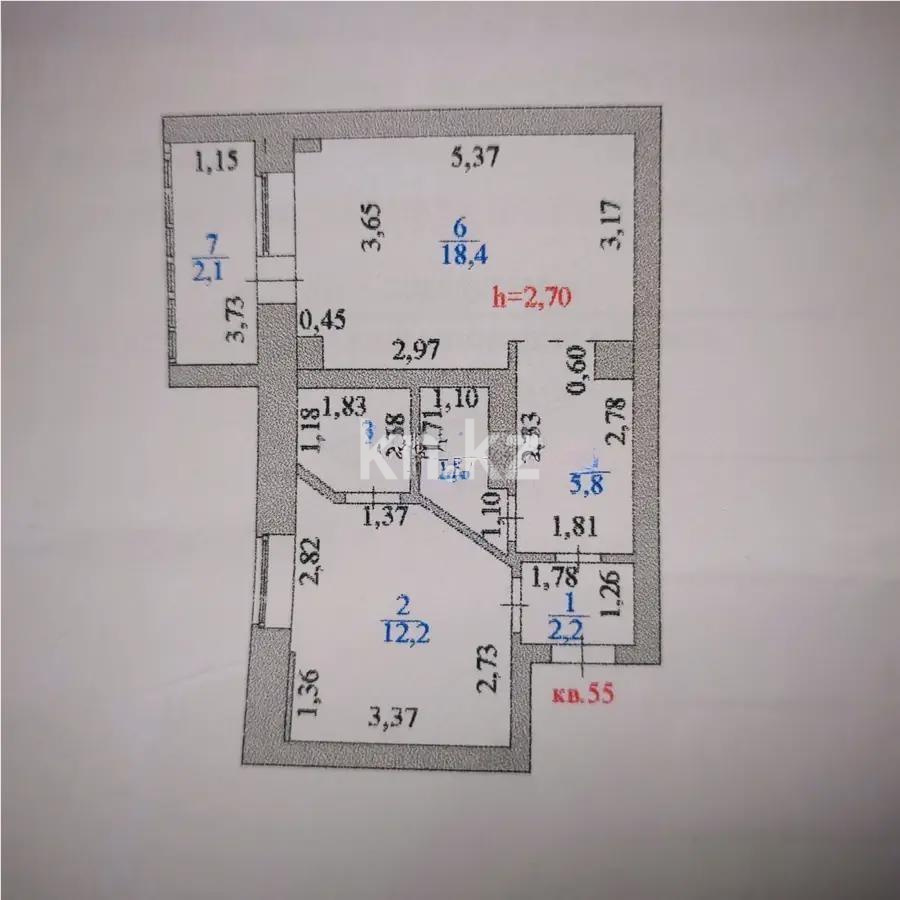 Продажа 2-комнатной квартиры, 47.5 м² в Астане