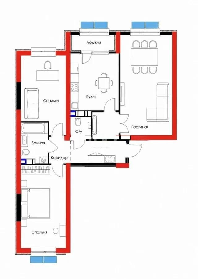 Продажа 3-комнатной квартиры, 87.2 м² в Алматы - фото 8