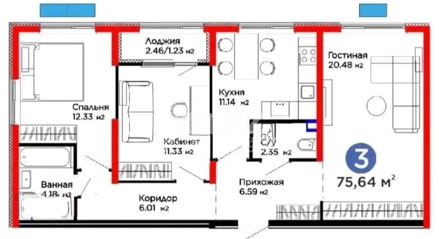 Продажа 3-комнатной квартиры, 75.64 м², мкр-н Гажайып, дом  11/16а - Продажа  трехкомнатных квартир в новостройках Алматы без посредников с фото фото 1 из 1