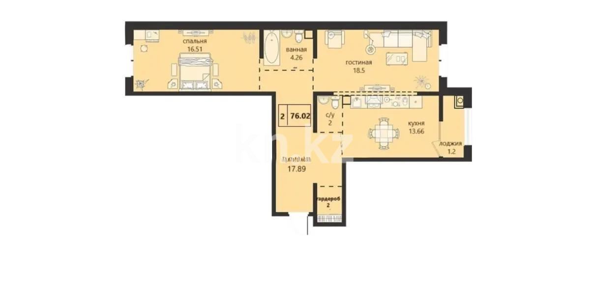 Продажа 2-комнатной квартиры, 76 м², ул. Халиуллина, дом  140/5 - Продажа  двухкомнатных квартир в новостройках Алматы фото 1 из 1
