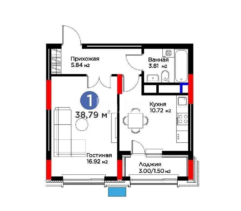 Продажа 1-комнатной квартиры, 39 м², ул. Нурмагамбетова, дом  17 стр - Продажа квартир в новостройках Астаны без посредников с фото фото 1 из 1