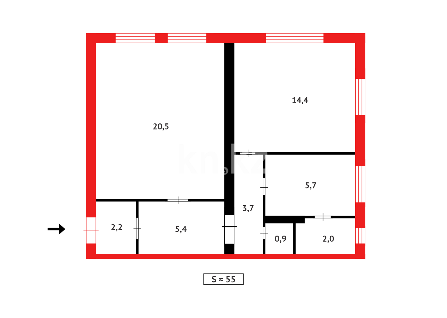Продажа 2-комнатной квартиры, 55 м², ул. Мустафина в Темиртау - фото 6