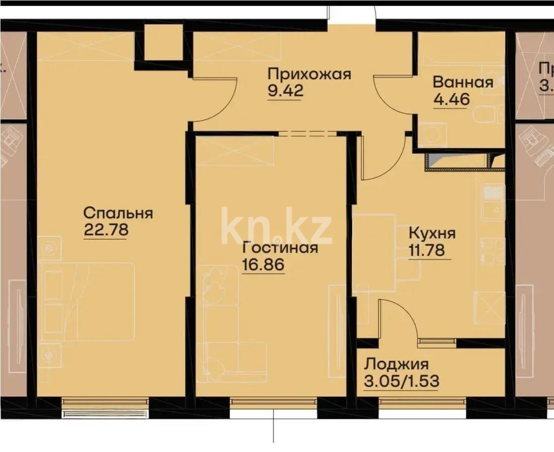 Продажа 2-комнатной квартиры, 66.7 м² в Алматы