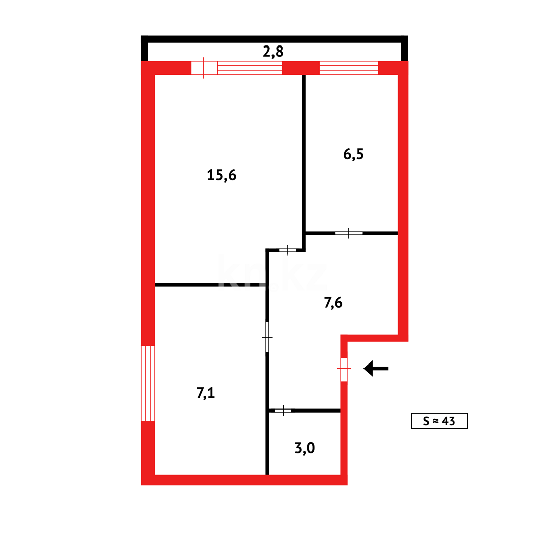 Продажа 2-комнатной квартиры, 44 м², ул. Потанина (Защитная) в Караганде - фото 14