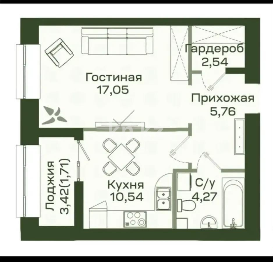Продажа 1-комнатной квартиры, 42 м² - Продажа квартир в новостройках Астаны без посредников - страница 3 фото 1 из 1