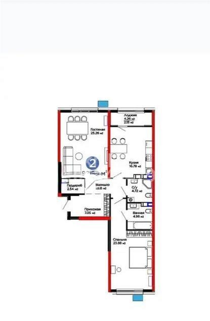 Продажа 2-комнатной квартиры, 92.89 м², пер. Лебедева, дом  1/1 - Продажа квартир в Алматы без посредников с фото фото 1 из 1