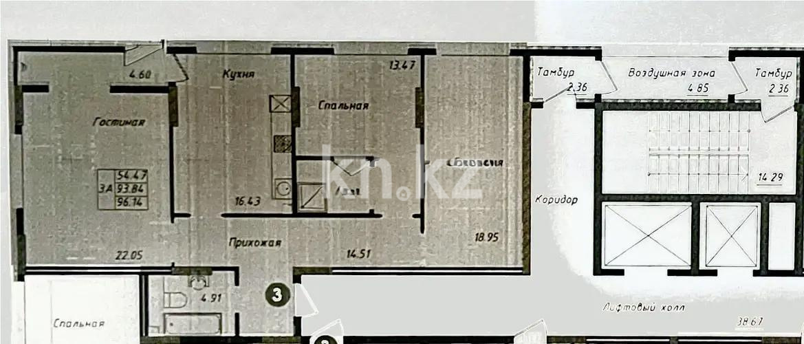 Продажа 3-комнатной квартиры, 96.14 м², ул. Байтурсынова, дом  16 стр в Астане - фото 5