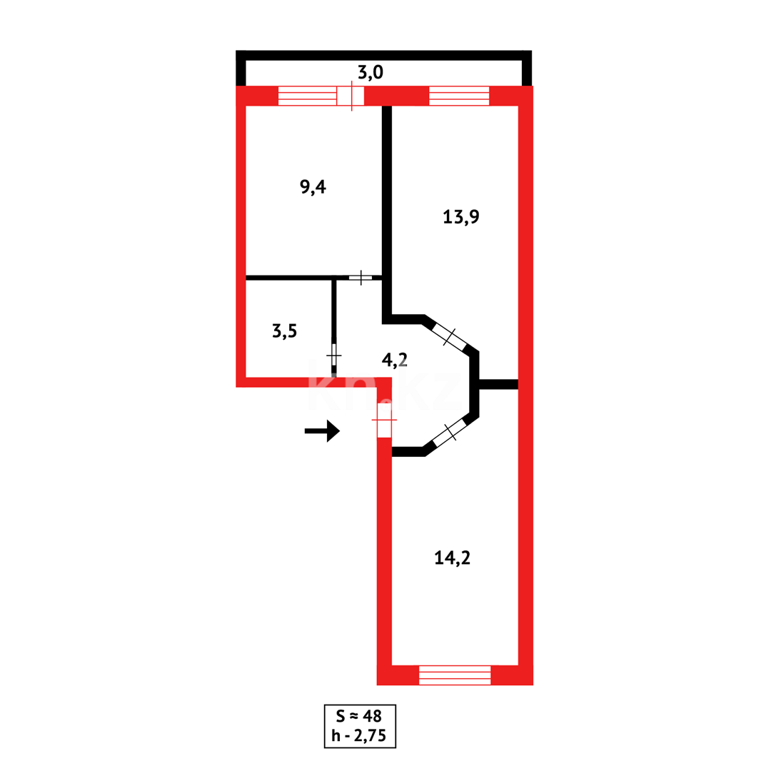 Продажа 2-комнатной квартиры, 48 м² - Продажа домов, коттеджей в Сарани фото 14 из 14