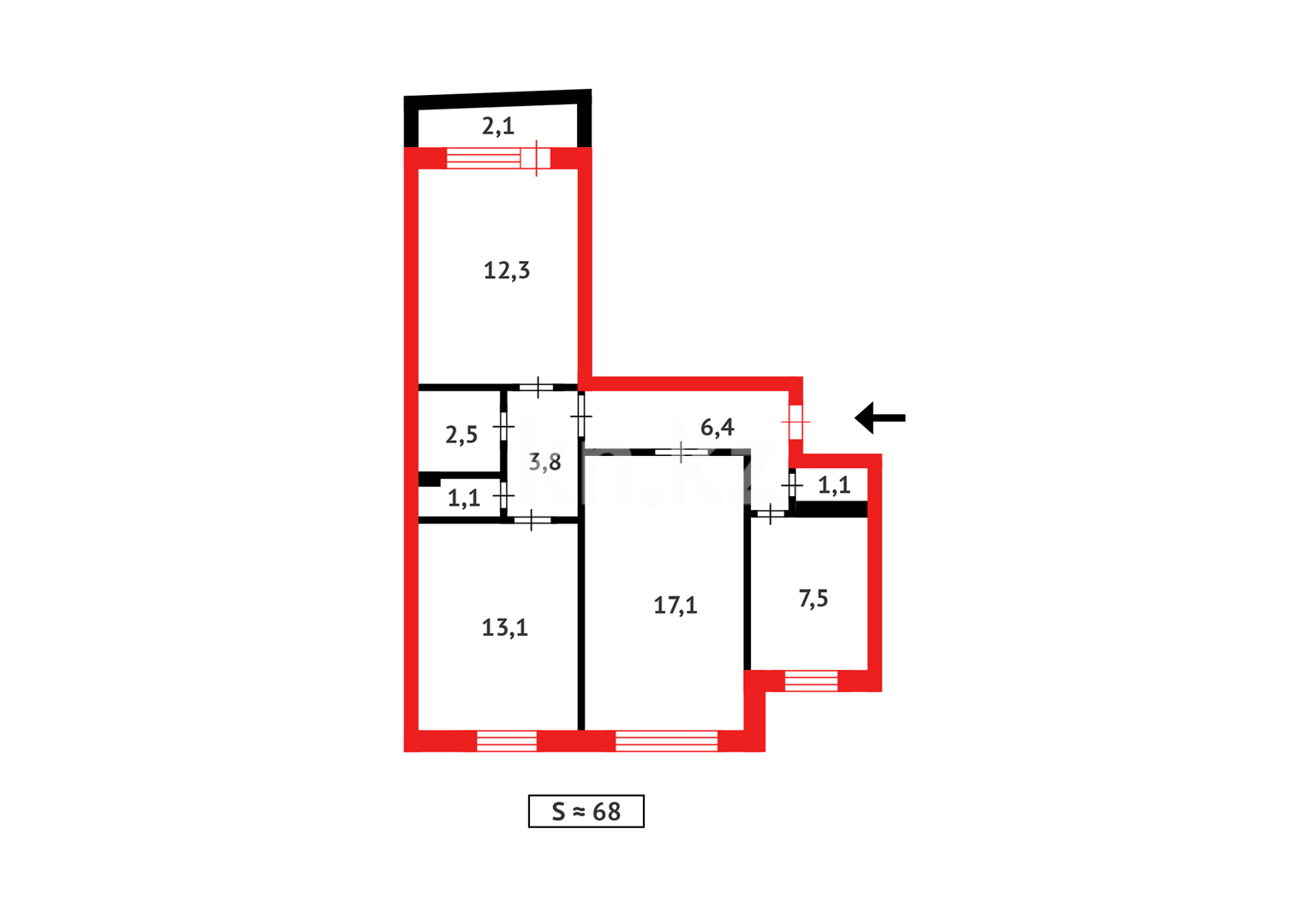 Продажа 3-комнатной квартиры, 68 м² - Продажа квартир в Казахстане - страница 31 фото 9 из 9