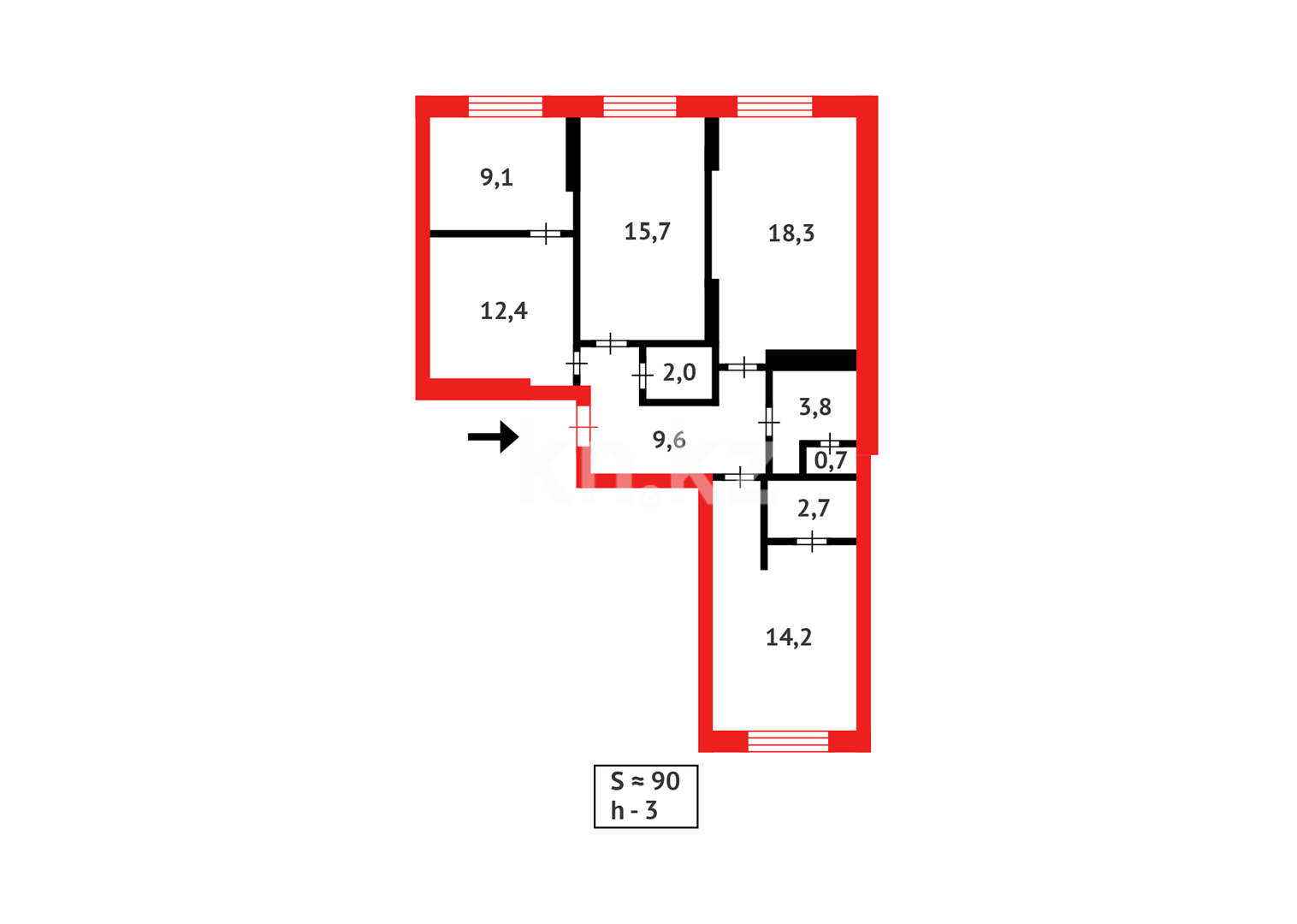 Продажа 3-комнатной квартиры, 90 м², ул. Толе би в Астане - фото 16