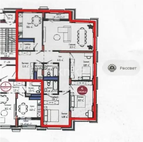 Продажа 4-комнатной квартиры, 138.58 м² в Астане
