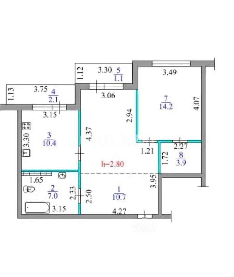 Продажа 2-комнатной квартиры, 64.5 м², ул. Алтын орда, дом  6/64 - Продажа квартир в Наурызбайском р-не Алматы фото 5 из 5