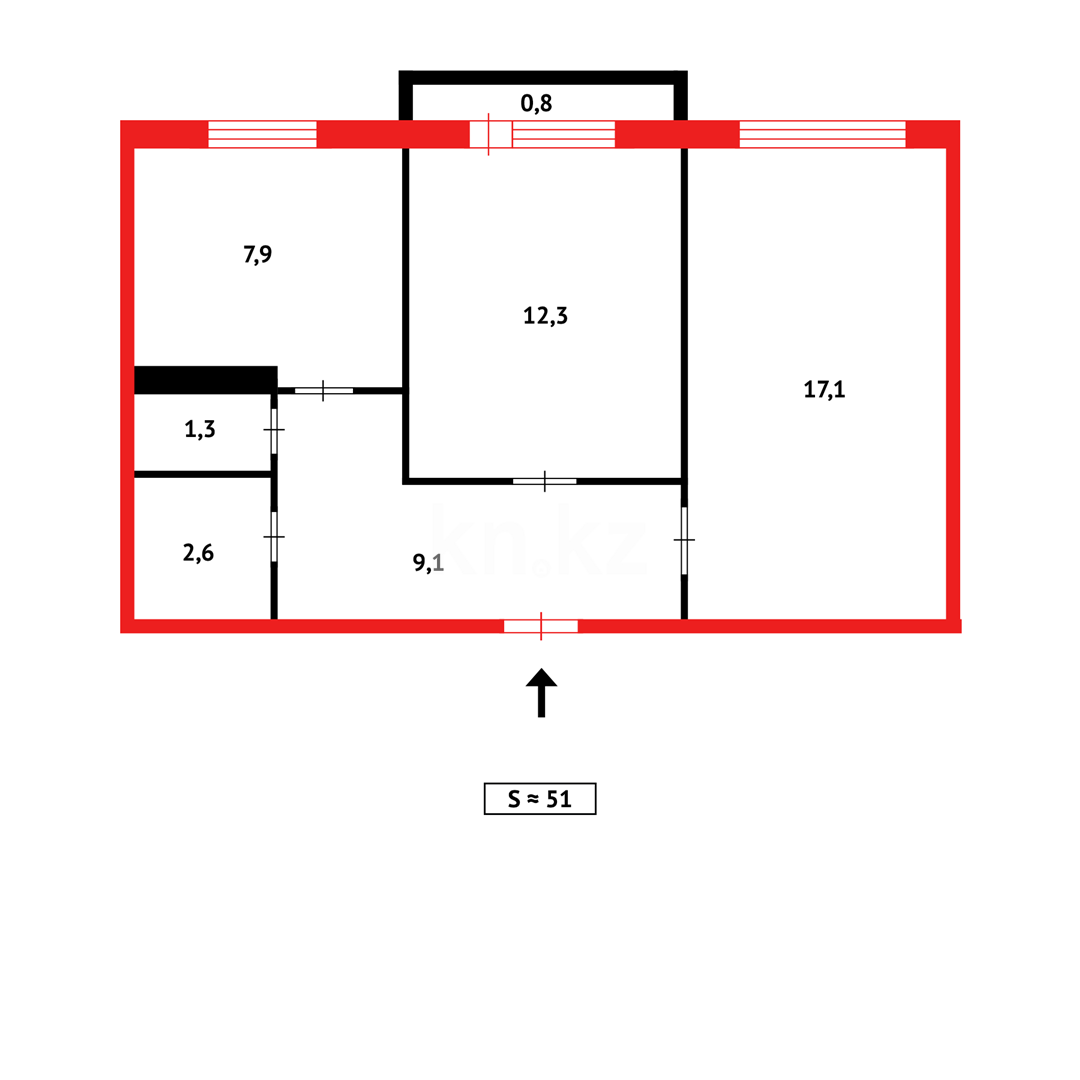 Продажа 2-комнатной квартиры, 54 м², мкр-н 8 в Темиртау - фото 14