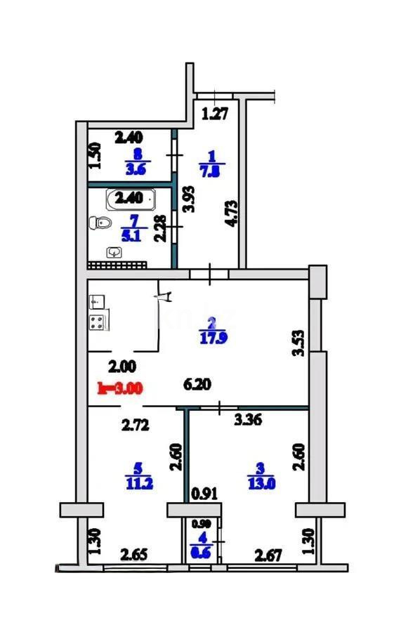 Продажа 3-комнатной квартиры, 64 м² - Продажа квартир в Алматы - страница 3 фото 6 из 6