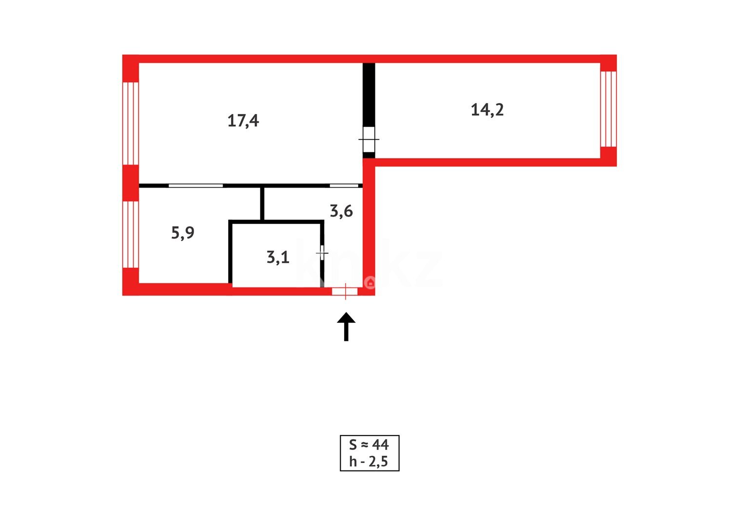 Продажа 2-комнатной квартиры, 44 м² в Караганде - фото 11