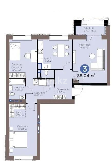 Продажа 3-комнатной квартиры, 88 м² - Продажа квартир от собственников в Астане фото 1 из 1