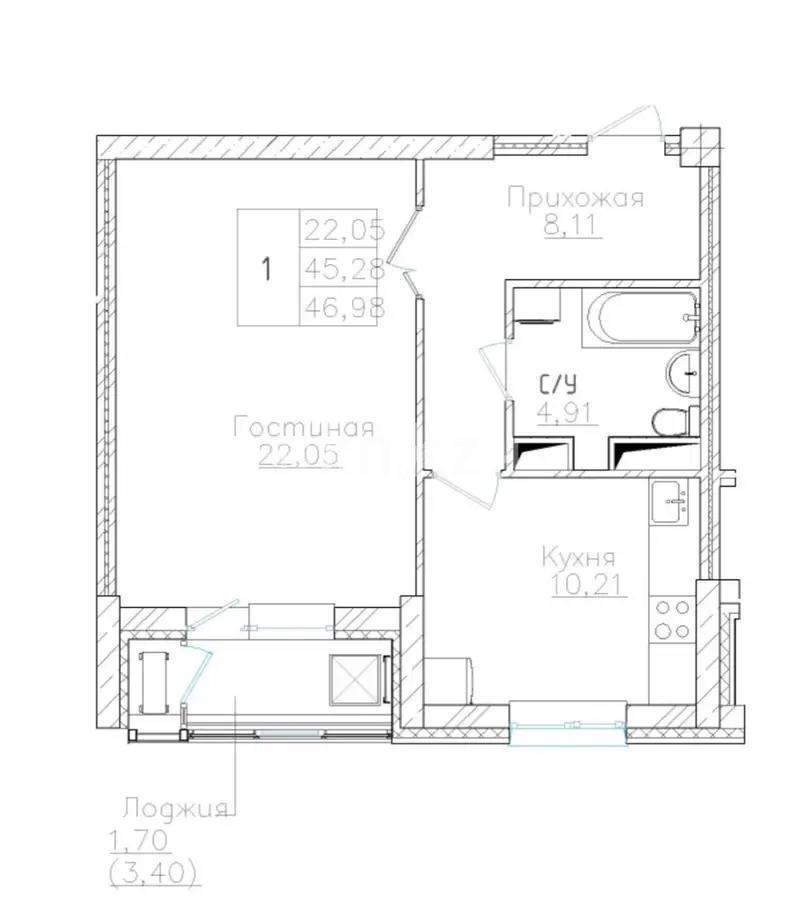 Продажа 1-комнатной квартиры, 47 м², ул. Айтматова, дом  63 в Астане
