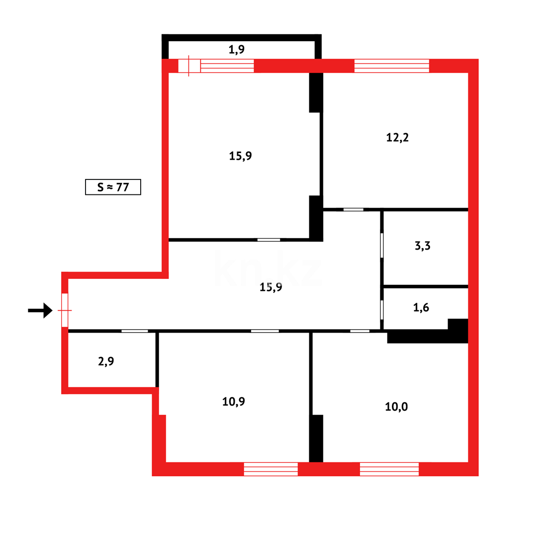 Продажа 3-комнатной квартиры, 75 м² в Караганде - фото 35