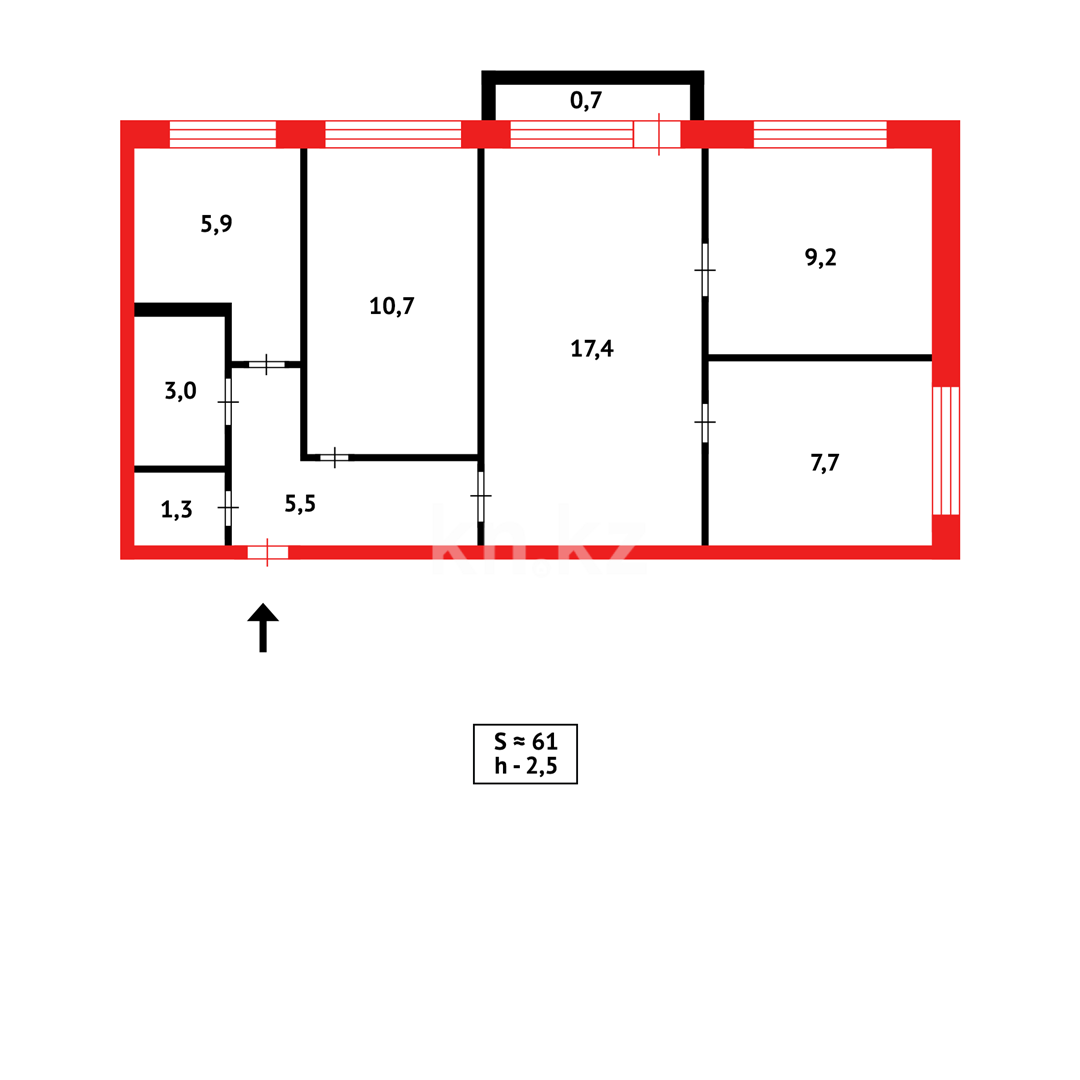Продажа 4-комнатной квартиры, 61 м², мкр-н 16 в Караганде - фото 19