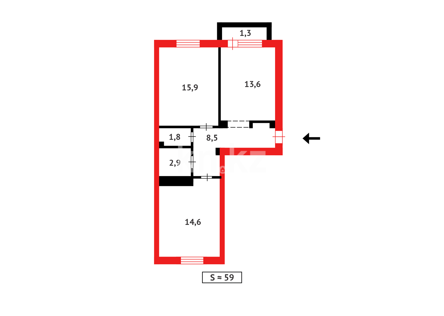 Продажа 2-комнатной квартиры, 58.6 м², ул. Куйши Дина в Астане - фото 11