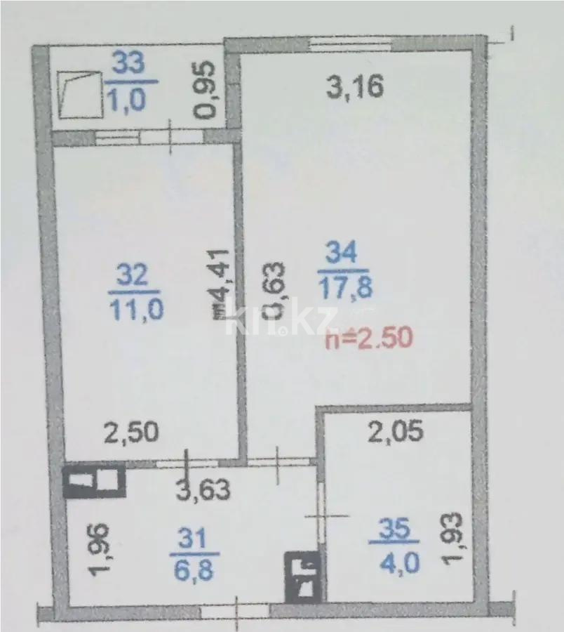 Продажа 1-комнатной квартиры, 41.6 м², мкр-н Нуркент, дом  5/1 - Продажа жилой и коммерческой недвижимости в Алматы фото 6 из 6