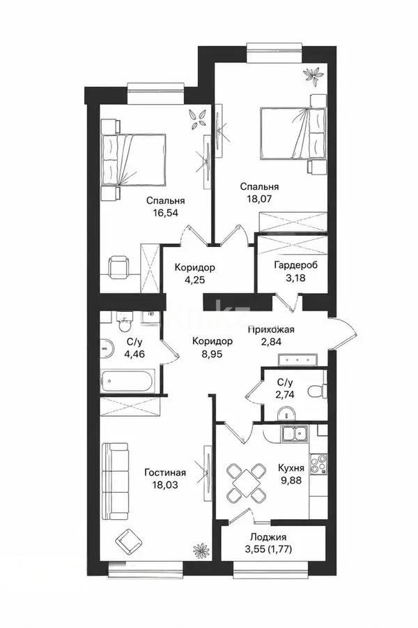 Продажа 3-комнатной квартиры, 90.71 м² - Продажа квартир от собственников в Астане - страница 6 фото 1 из 1
