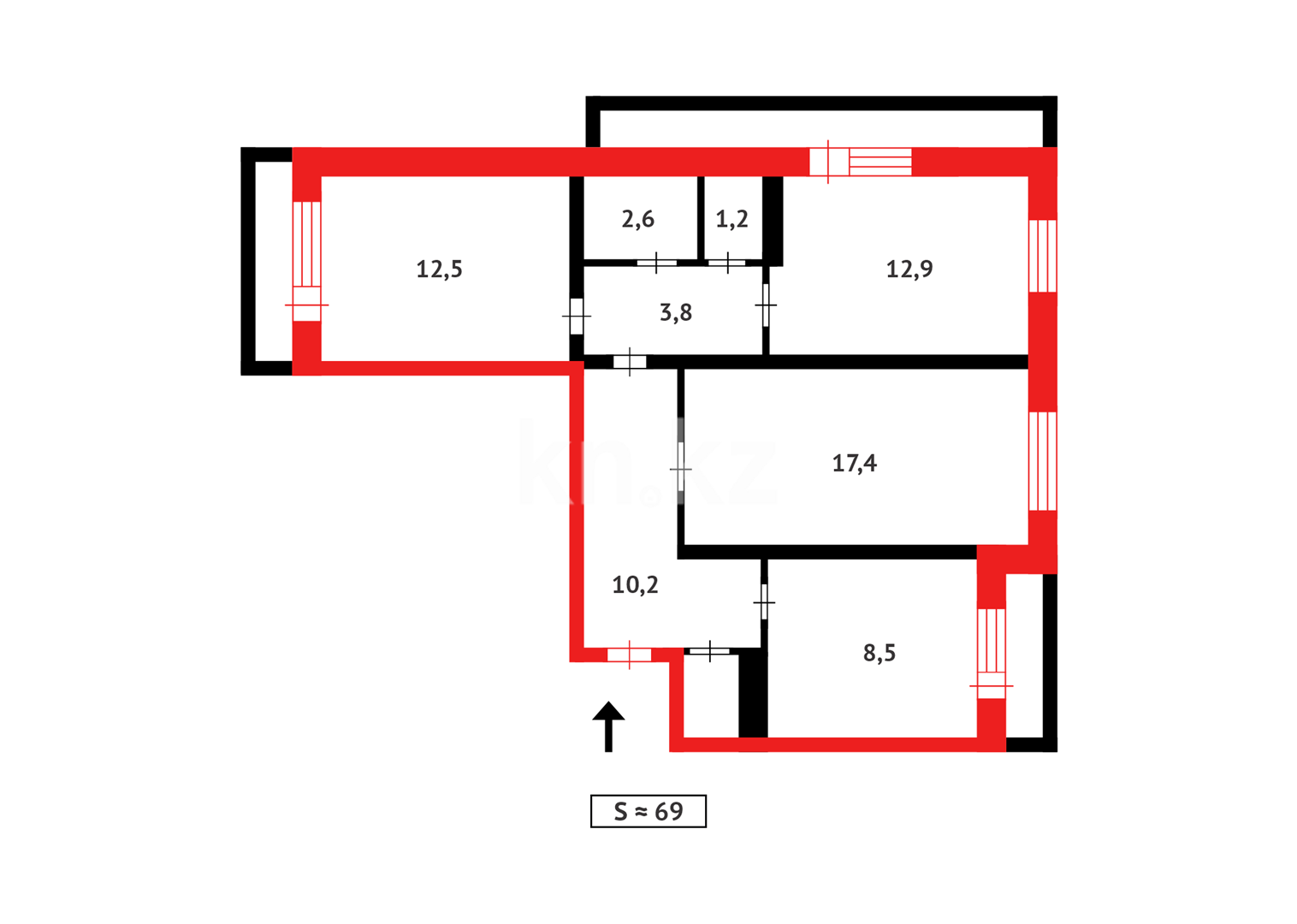Продажа 3-комнатной квартиры, 69 м², ул. 70 квартал в Темиртау - фото 18