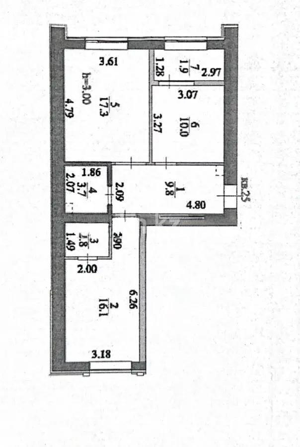 Продажа 2-комнатной квартиры, 61.6 м² в Астане