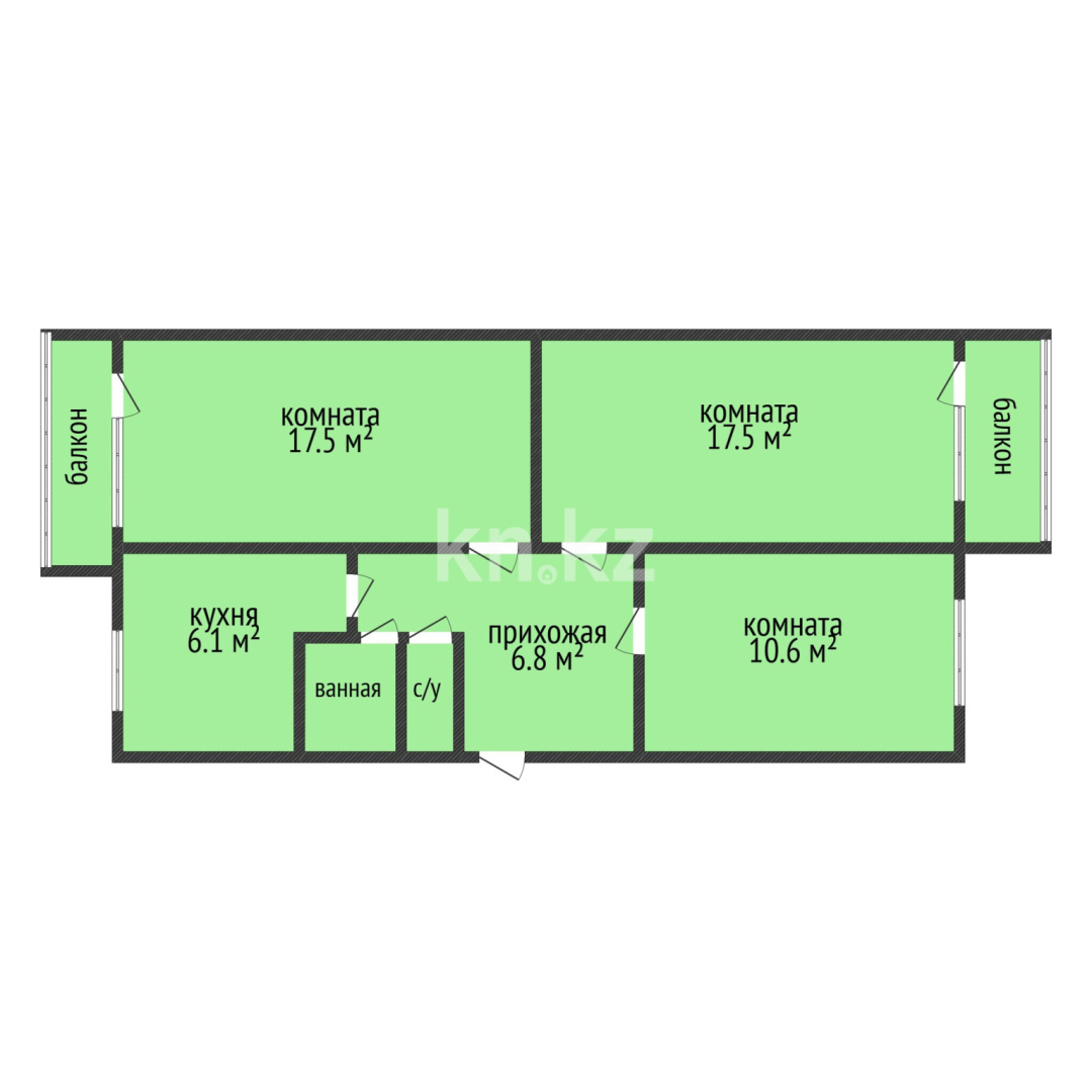 Продажа 3-комнатной квартиры, 63 м² - Продажа квартир в Казахстане - страница 156 фото 7 из 7