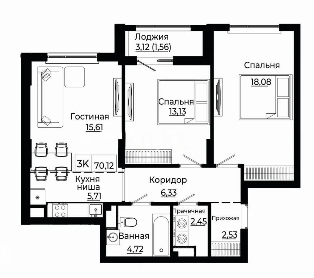 Продажа 3-комнатной квартиры, 70 м², пр. Улы Дала, дом  28 стр - Продажа  трехкомнатных квартир в новостройках Астаны с фото фото 1 из 1