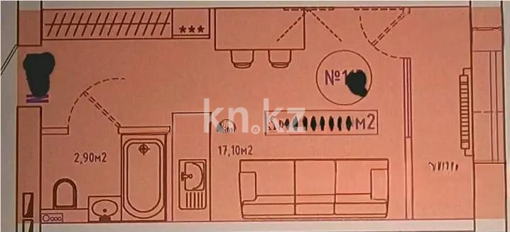 Продажа 1-комнатной квартиры, 21.8 м², ул. Кургальжинское шоссе, дом  37 в Астане - фото 2