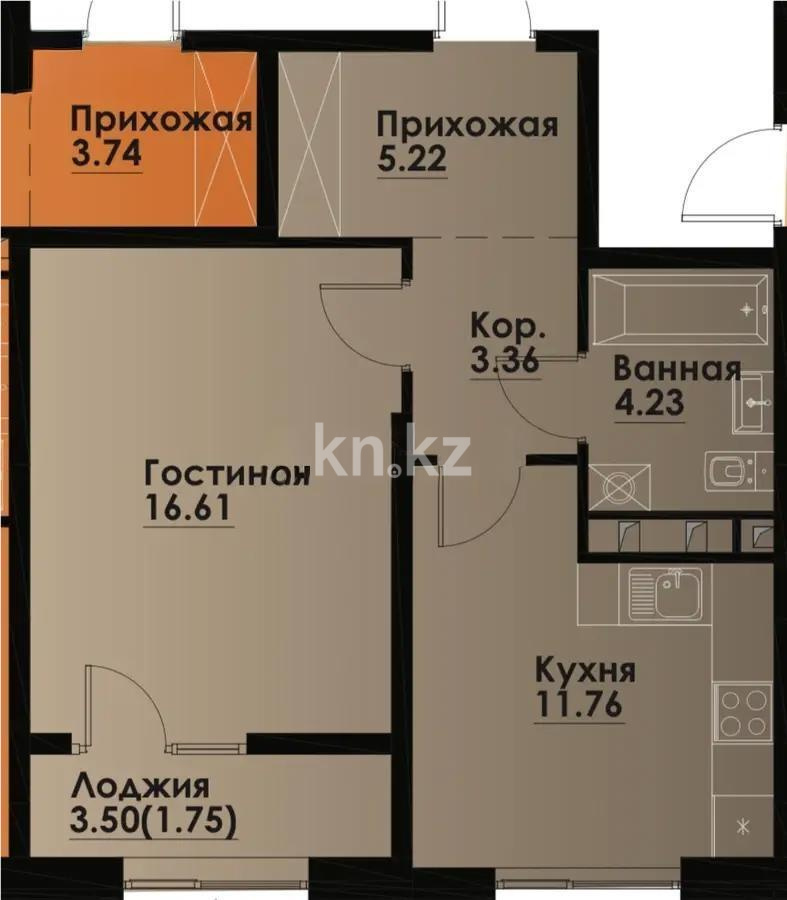 Продажа 1-комнатной квартиры, 43 м², ул. Навои, дом  30а/1 - Продажа квартир в новостройках Алматы фото 3 из 3