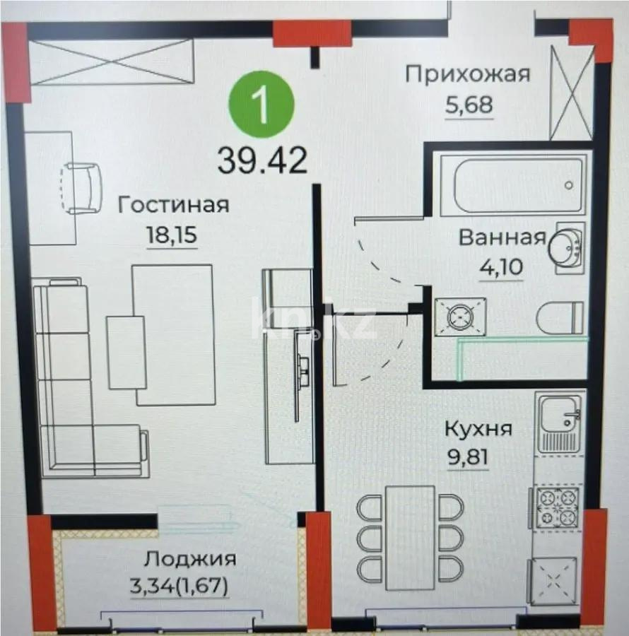 Продажа 1-комнатной квартиры, 40 м², ул. Е-429, дом  26 в Астане