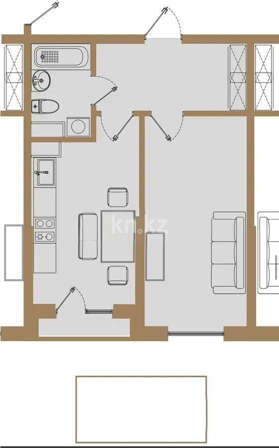 Продажа 1-комнатной квартиры, 41.8 м² в Алматы