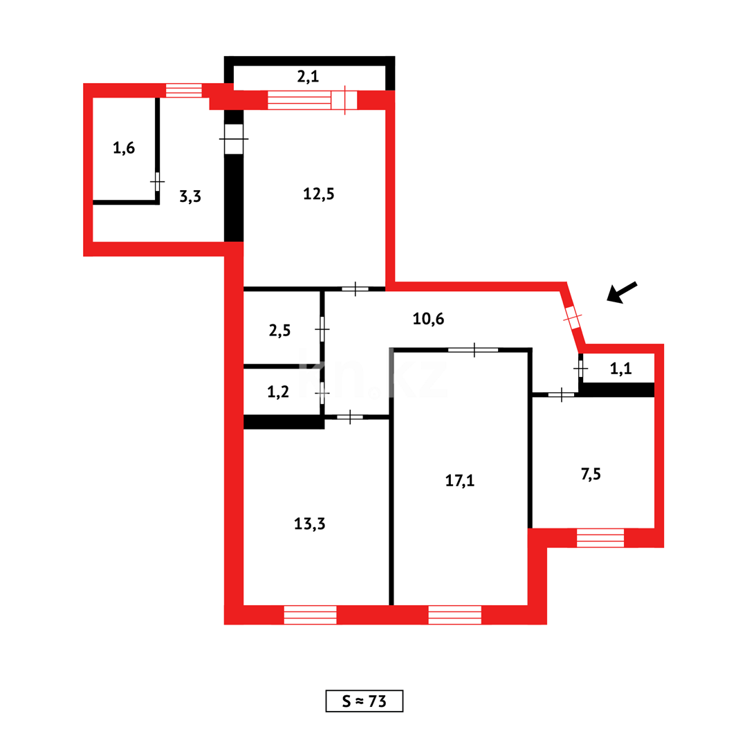 Продажа 3-комнатной квартиры, 73 м², мкр-н 8 в Темиртау - фото 15