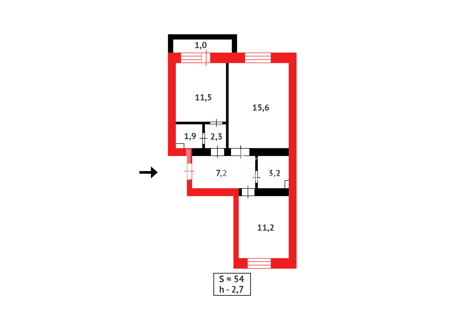 Продажа 2-комнатной квартиры, 53.9 м² - Продажа  двухкомнатных квартир в новостройках Астаны - страница 122 фото 8 из 8