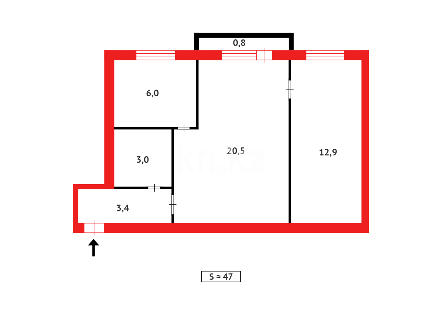 Продажа 2-комнатной квартиры, 45 м², пр. Республики, дом  53/3 - Продажа квартир в Темиртау фото 16 из 16