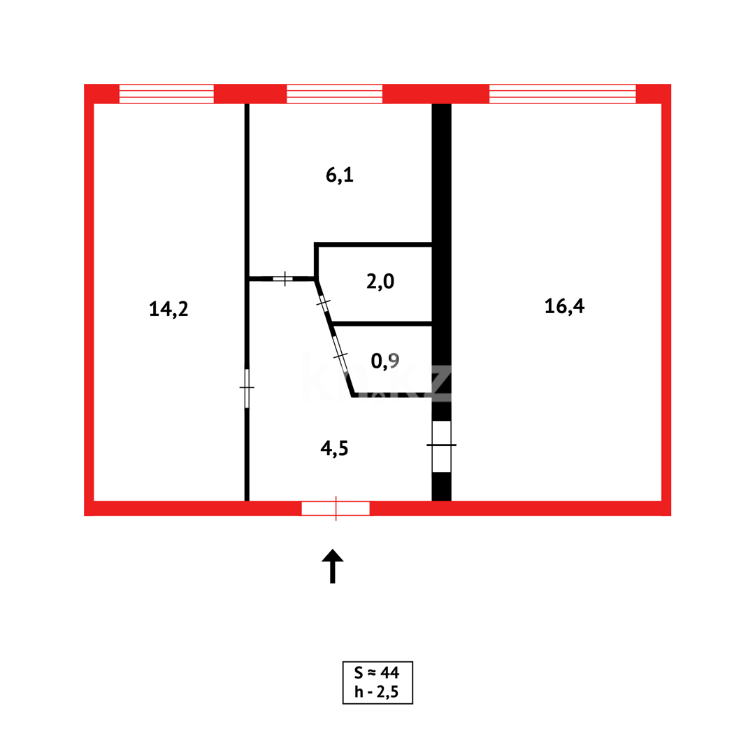 Продажа 2-комнатной квартиры, 44 м², мкр-н 13 - Продажа  двухкомнатных квартир в Караганде фото 12 из 12