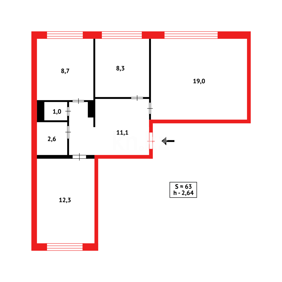 Продажа 3-комнатной квартиры, 62 м² - Продажа трехкомнатных квартир в Караганде - страница 19 фото 13 из 13