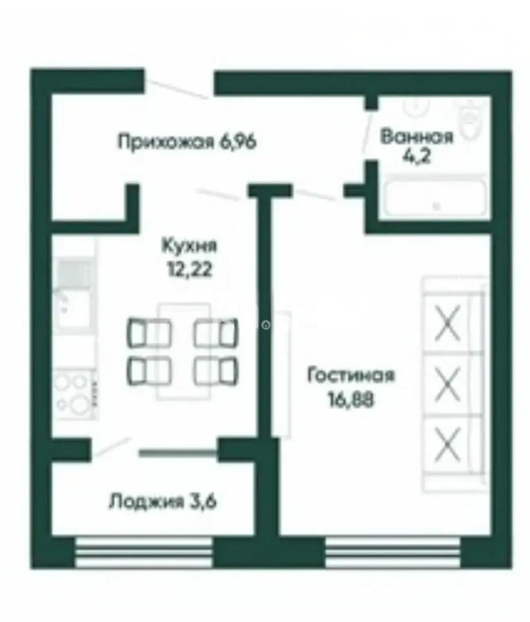 Продажа 1-комнатной квартиры, 40.2 м² - Продажа однокомнатных квартир от собственников в Астане фото 1 из 1