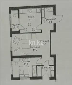 Продажа 2-комнатной квартиры, 57.1 м², ул. Рыскулова, дом  2б/1 в Алматы