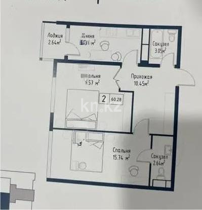 Продажа 2-комнатной квартиры, 60.28 м² - Продажа квартир в Наурызбайском р-не Алматы - страница 4 фото 1 из 1