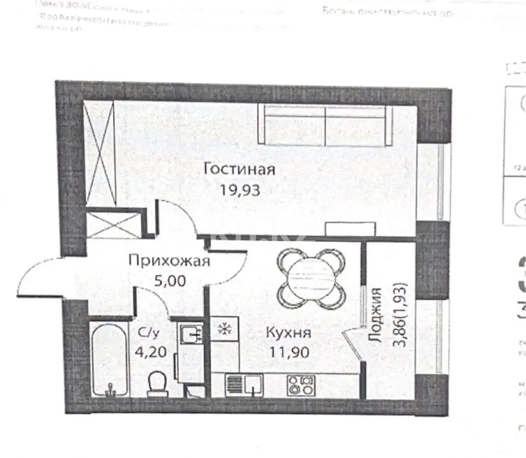 Продажа 1-комнатной квартиры, 42.96 м², пр. Тауелсыздык, дом  25/1 стр - Продажа квартир в Астане фото 1 из 1