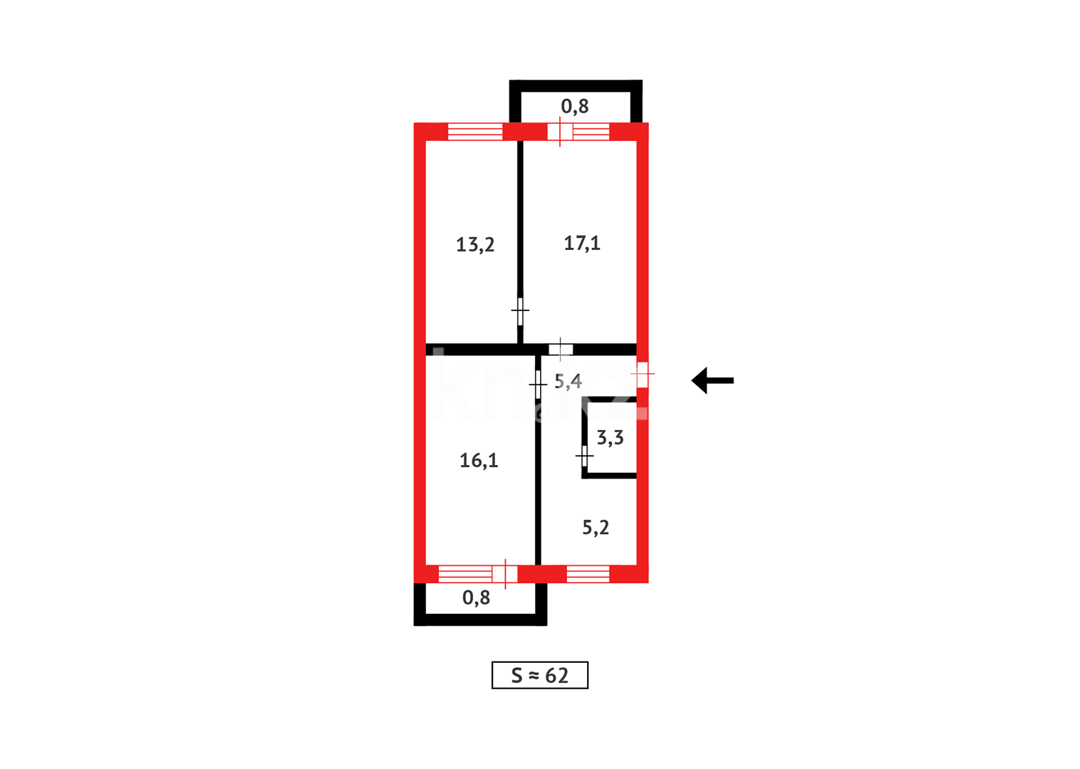 Продажа 3-комнатной квартиры, 61 м² - Недвижимость в Казахстане - страница 20 фото 5 из 5
